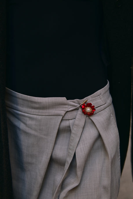 Scarlet Flower Brooch · Red Crystals