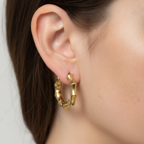 Bamboo Gold Hoop Earrings