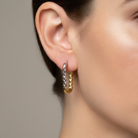 Two-Tone Faceted Rectangular Earrings