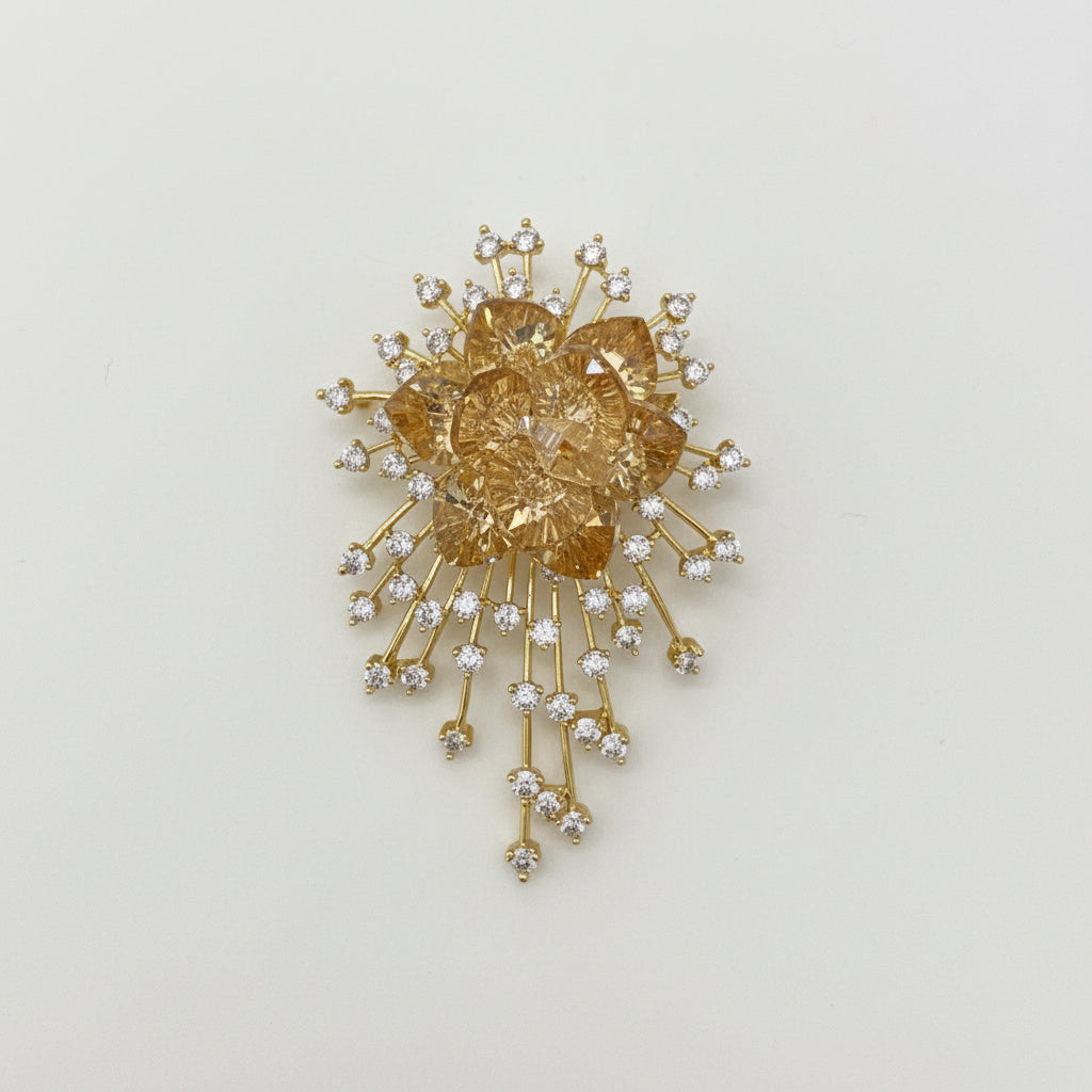 Aurora Champagne Brooch · Swarovski