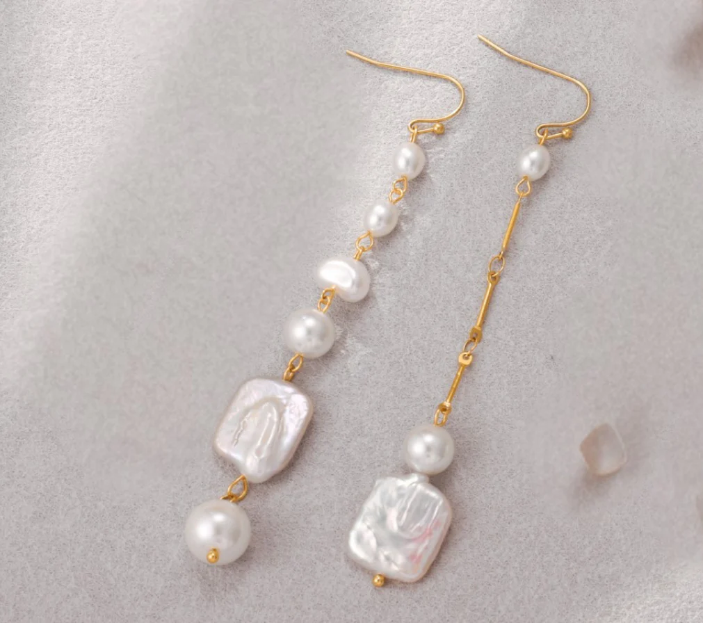 Long Pearl Earrings - AURELLE