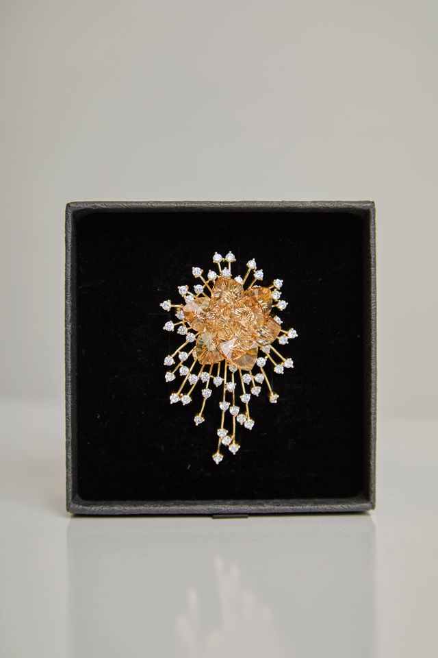 Aurora Champagne Brooch · Swarovski