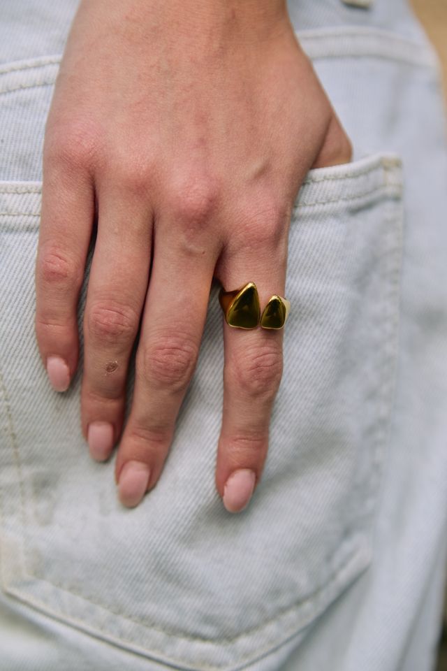 Double Heart Open Ring – Gold Flash