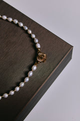 Freshwater Pearl Necklace with Floral Clasp