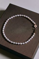 Freshwater Pearl Necklace with Rose Clasp