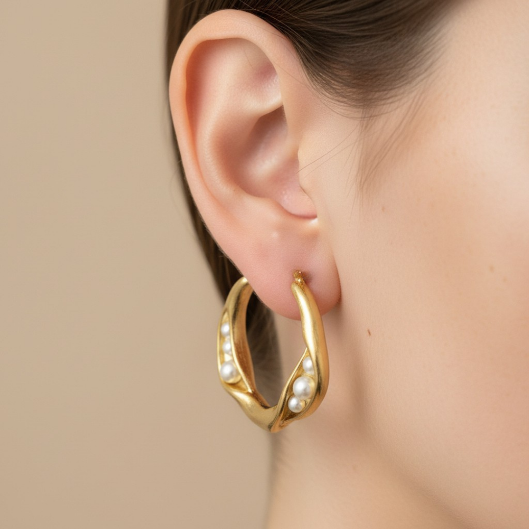 Aura Pearl Hoop Earrings