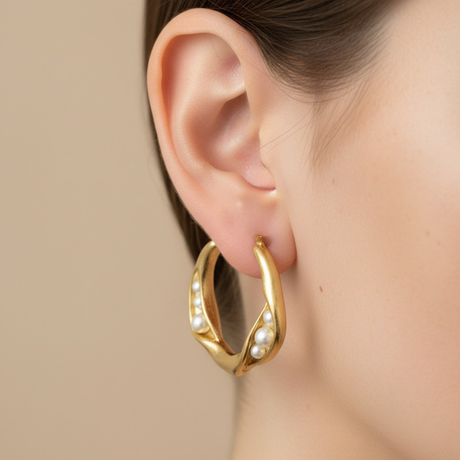 Aura Pearl Hoop Earrings