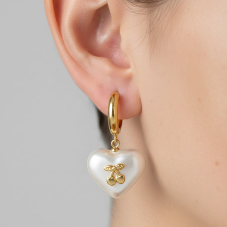Cherry Pearl Heart Earrings