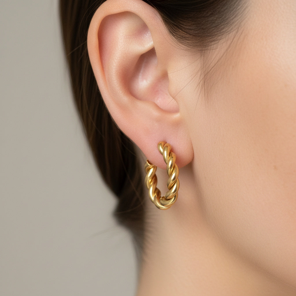 Gold Twist Hoop Earrings