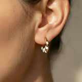 Golden Shell Mini Hoops – White Enamel