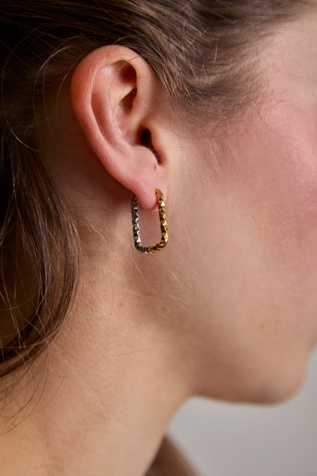 Two-Tone Faceted Rectangular Earrings