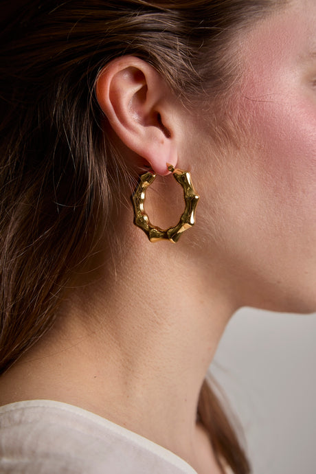 Bamboo Gold Hoop Earrings