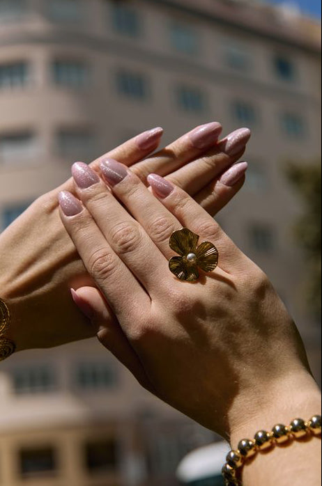 Flower Pearl Ring - AURELLE